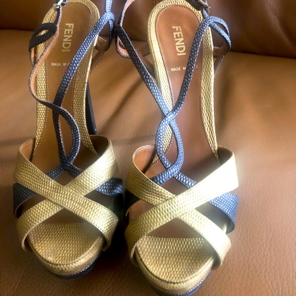 Fendi Shoes - 100% Authentic FENDI 4.5” Gold & Copper heels 37.5